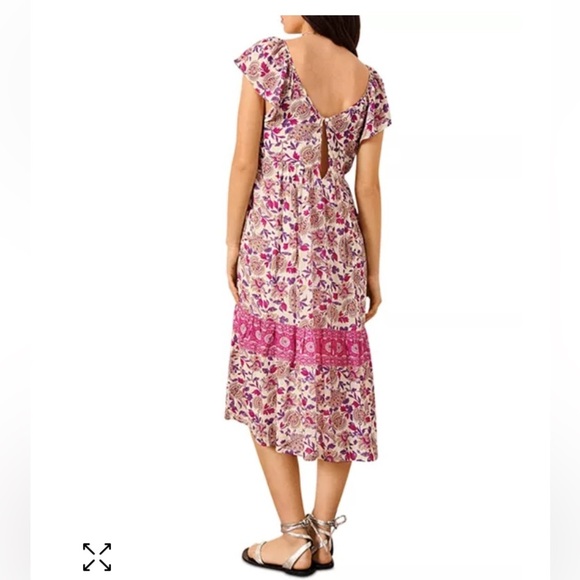 BA&SH YSEE FLORAL MIDI DRESS FLUTTER CAP SLEEVE LAGOONLOOK GRANNYCORE VISCOSE - Picture 2 of 11